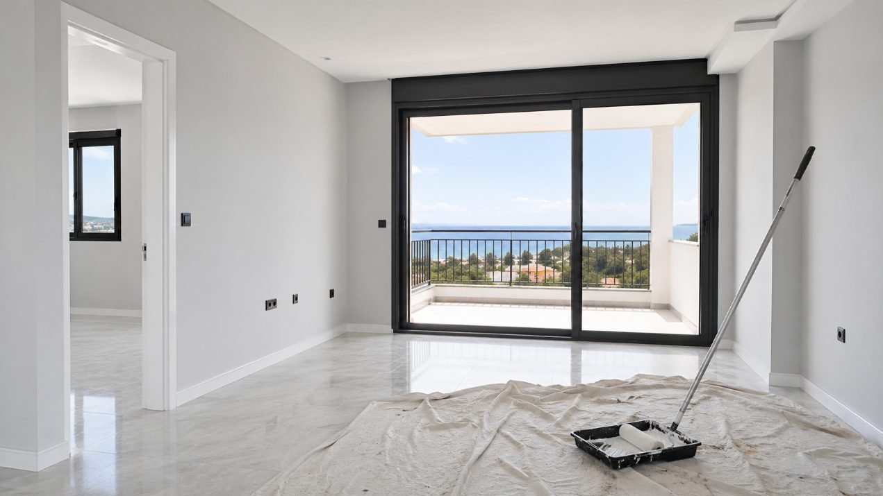 Piso recién pintado en Sitges con salida a balcón y vistas al mar